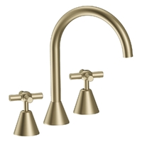 Fusion Cross Vanitee Sink Set - 4 Star - Jumper Valve Brushed Gold (Lf)