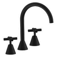 Fusion Cross Vanitee Sink Set - 4 Star - Jumper Valve Matt Black (Lf)