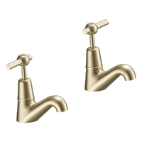 Fusion Lever Pillar Cocks - 4 Star - Pair - 1/4 Turn Ceramic Brushed Gold (Lf)