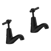 Fusion Lever Pillar Cocks - 4 Star - Pair - 1/4 Turn Ceramic Matt Black (Lf)