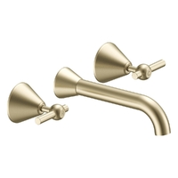 Fusion Lever Wall Basin Set - 6 Star - 1/4 Turn Ceramic Brushed Gold (Lf)