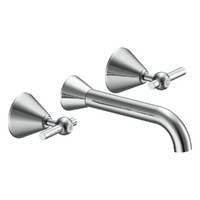 Fusion Lever Wall Basin Set - 6 Star - 1/4 Turn Ceramic Chrome (Lf)