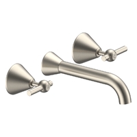 Fusion Lever Wall Basin Set - 4 Star - 1/4 Turn Ceramic Brushed Nickel (Lf)