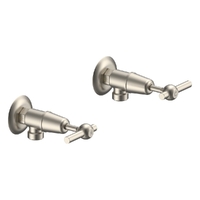 Fusion Lever Washing Machine Cocks - Pair - 1/4 Turn Ceramic Brushed Nickel