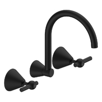 Fusion Lever Wall Sink/Laundry Set - 4 Star - 1/4 Turn Ceramic Matt Black (Lf)