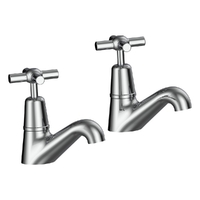 Fusion Cross Pillar Cocks - 4 Star - Pair - Jumper Valve Chrome (Lf)