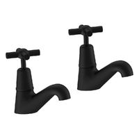 Fusion Cross Pillar Cocks - 4 Star - Pair - Jumper Valve Matt Black (Lf)