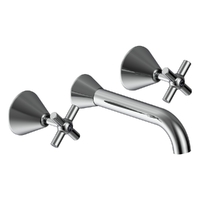 Fusion Cross Wall Basin Set - 4 Star - Jumper Valve Chrome (Lf)