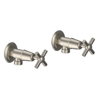 Fusion Cross Washing Machine Cocks - Pair - Jumper Valve Brushed Nickel
