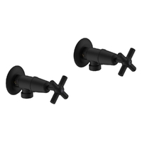 Fusion Cross Washing Machine Cocks - Pair - Jumper Valve Matt Black