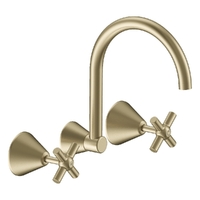 Fusion Cross Wall Sink/Laundry Set - 4 Star - Jumper Valve Brushed Gold (Lf)