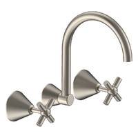 Fusion Cross Wall Sink/Laundry Set - 4 Star - Jumper Valve Brushed Nickel (Lf)