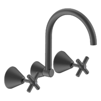 Fusion Cross Wall Sink/Laundry Set - 4 Star - Jumper Valve Gunmetal (Lf)