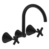 Fusion Cross Wall Sink/Laundry Set - 4 Star - Jumper Valve Matt Black (Lf)