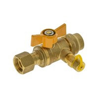 Swivel Nut Ball Valve Gas FI 15mm FL20mm With Test Point