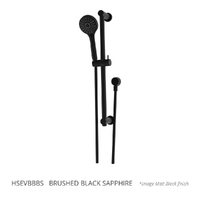 Evolve 3 Function Hand Shower On Brass Rail - Adj Centres - 3 Star - Brushed Black Sapphire