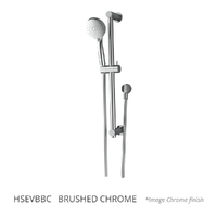 Evolve 3 Function Hand Shower On Brass Rail - Adj Centres - 3 Star - Brushed Chrome