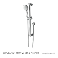 Evolve 3 Function Hand Shower On Brass Rail - Adj Centres - 3 Star - Matt White Chrome