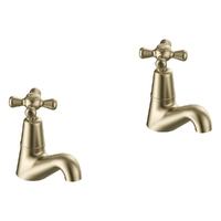Merino Cross Pillar Cocks - 4 Star - Pair - 3/4 Turn Ceramic Brushed Gold (Lf)