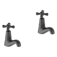 Merino Cross Pillar Cocks - 4 Star - Pair - 3/4 Turn Ceramic Gunmetal (Lf)