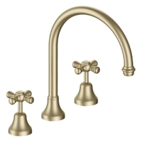 Merino Cross Hob Spa Set - 3/4 Turn Ceramic Brushed Gold