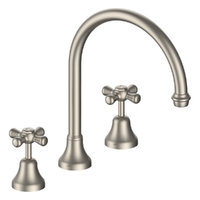Merino Cross Hob Spa Set - 3/4 Turn Ceramic Brushed Nickel