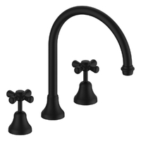 Merino Cross Hob Spa Set - 3/4 Turn Ceramic Matt Black