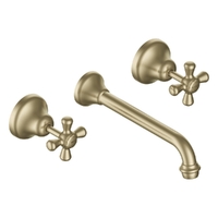 Merino Cross Wall Spa Set - 3/4 Turn Ceramic Brushed Gold