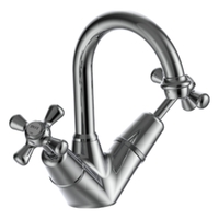 Merino Cross Twin Basin Mixer  - 6  Star - 3/4 Turn Ceramic Chrome (Lf)