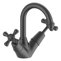 Merino Cross Twin Basin Mixer  - 6  Star - 3/4 Turn Ceramic Gunmetal (Lf)