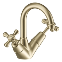 Merino Cross Twin Basin Mixer  - 4  Star - 3/4 Turn Ceramic Brushed Gold (Lf)
