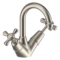 Merino Cross Twin Basin Mixer  - 4  Star - 3/4 Turn Ceramic Brushed Nickel (Lf)