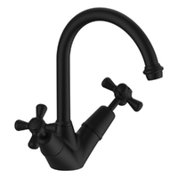 Merino Cross Twin Sink Mixer  - 4  Star - 3/4 Turn Ceramic Matt Black (Lf)