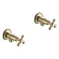 Merino Cross Washing Machine Cocks - Pair - 3/4 Turn Ceramic Brushed Gold