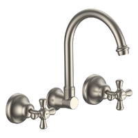 Merino Cross Wall Sink/Laundry Set - 4 Star - 3/4 Turn Ceramic Brushed Nickel (Lf)