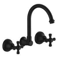 Merino Cross Wall Sink/Laundry Set - 4 Star - 3/4 Turn Ceramic Matt Black (Lf)