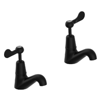 Merino Flared Pillar Cocks - 4 Star - Pair - 1/4 Turn Ceramic Matt Black (Lf)