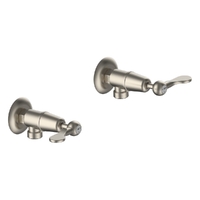 Merino Flared Washing Machine Cocks - Pair - 1/4 Turn Ceramic Brushed Nickel