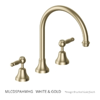 Merino Lever Hob Spa Set - 1/4 Turn Ceramic  White &amp; Gold