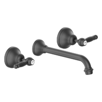 Merino Lever Wall Basin Set - 4 Star - 1/4 Turn Ceramic Gunmetal (Lf)