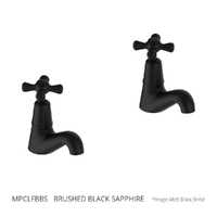 Merino Cross Pillar Cocks - 4 Star - Pair - Jumper Valve Brushed Black Sapphire (Lf)