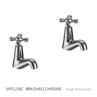 Merino Cross Pillar Cocks - 4 Star - Pair - Jumper Valve Brushed Chrome (Lf)