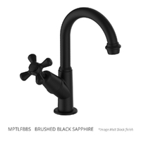 Merino Cross Swivel Pillar Tap - 4 Star - Jumper Valve Brushed Black Sapphire (Lf)
