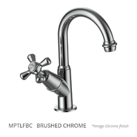 Merino Cross Swivel Pillar Tap - 4 Star - Jumper Valve Brushed Chrome (Lf)