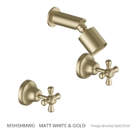 Merino Cross Shower Set - Sileno Shower - 3 Star - Jumper Valve Matt White &amp; Gold