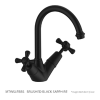 Merino Cross Twin Sink Mixer  - 4  Star - Jumper Valve Brushed Black Sapphire (Lf)