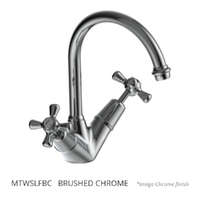 Merino Cross Twin Sink Mixer  - 4  Star - Jumper Valve Brushed Chrome (Lf)