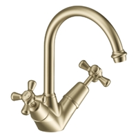 Merino Cross Twin Sink Mixer  - 4  Star - Jumper Valve Brushed Gold (Lf)