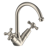 Merino Cross Twin Sink Mixer  - 4  Star - Jumper Valve Brushed Nickel (Lf)