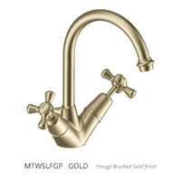 Merino Cross Twin Sink Mixer  - 4  Star - Jumper Valve Gold (Lf)